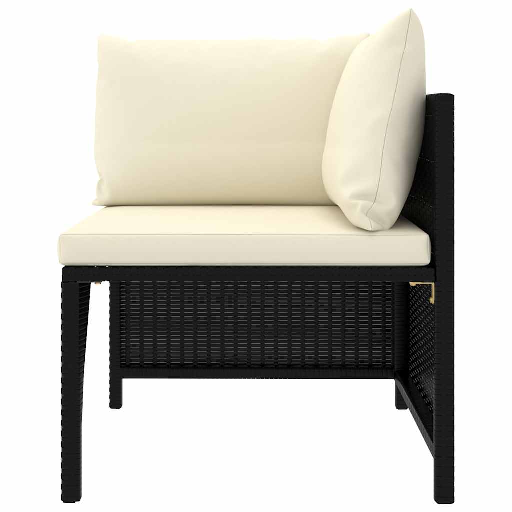 haveloungesæt 9 dele med hynder polyrattan sort