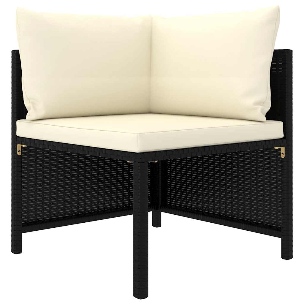haveloungesæt 9 dele med hynder polyrattan sort
