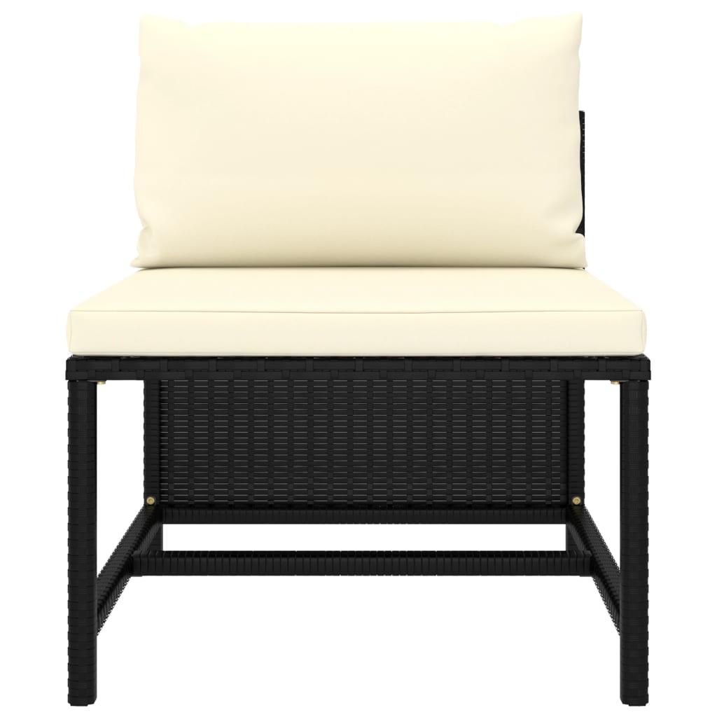 haveloungesæt 9 dele med hynder polyrattan sort