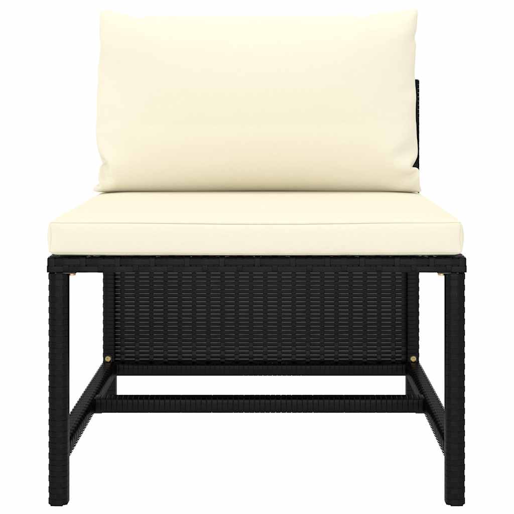 haveloungesæt 9 dele med hynder polyrattan sort