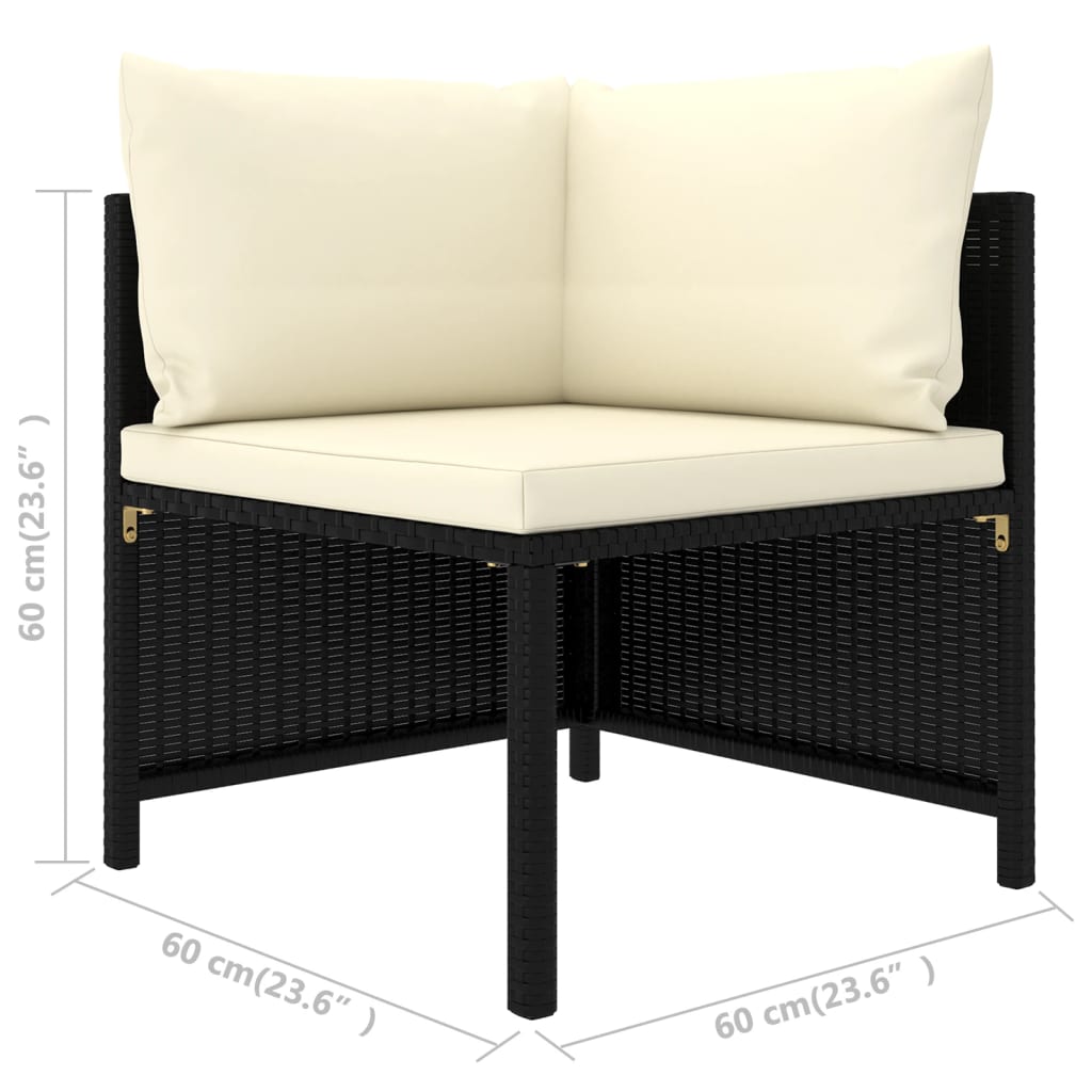 haveloungesæt 9 dele med hynder polyrattan sort