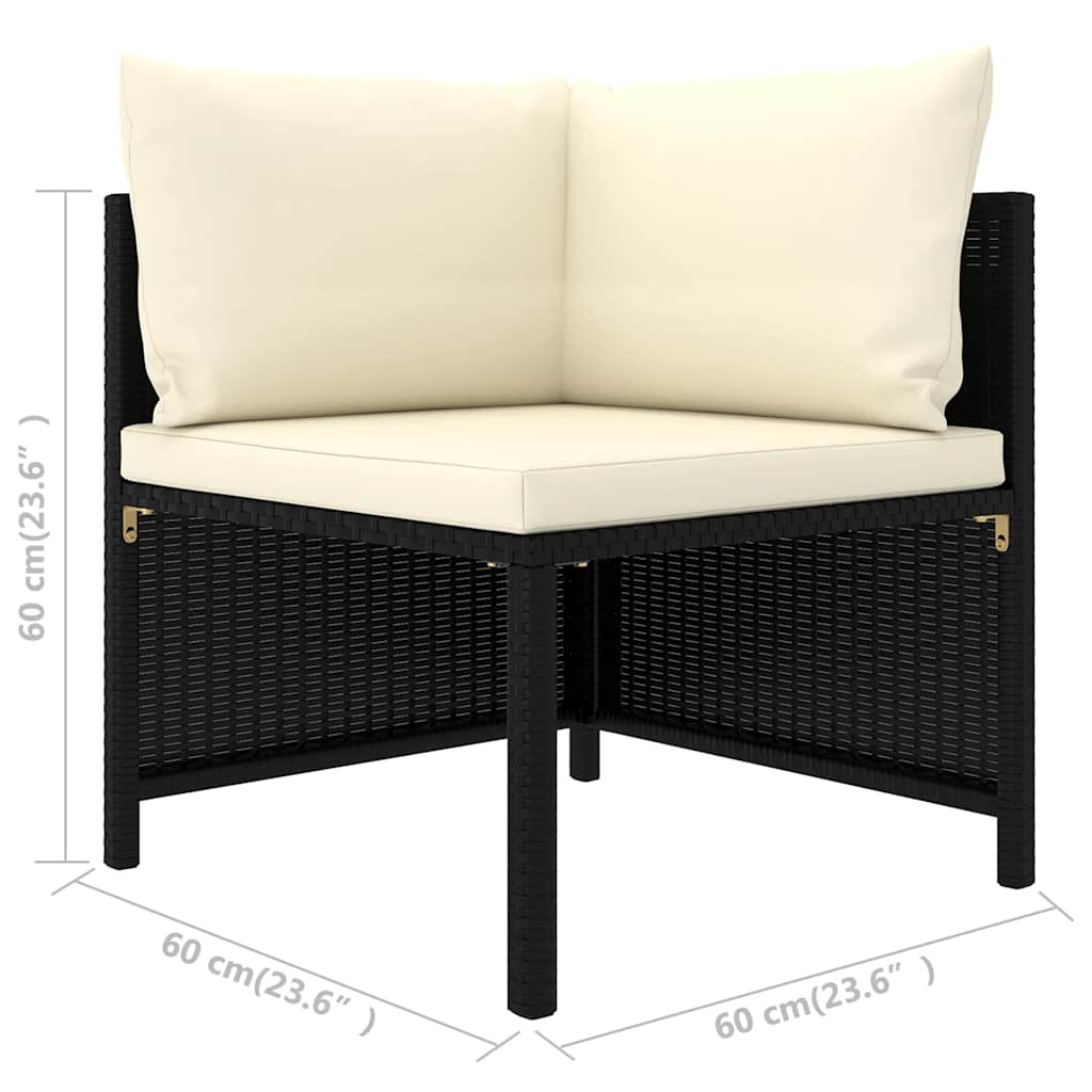 loungesæt til haven 8 dele med hynder polyrattan sort