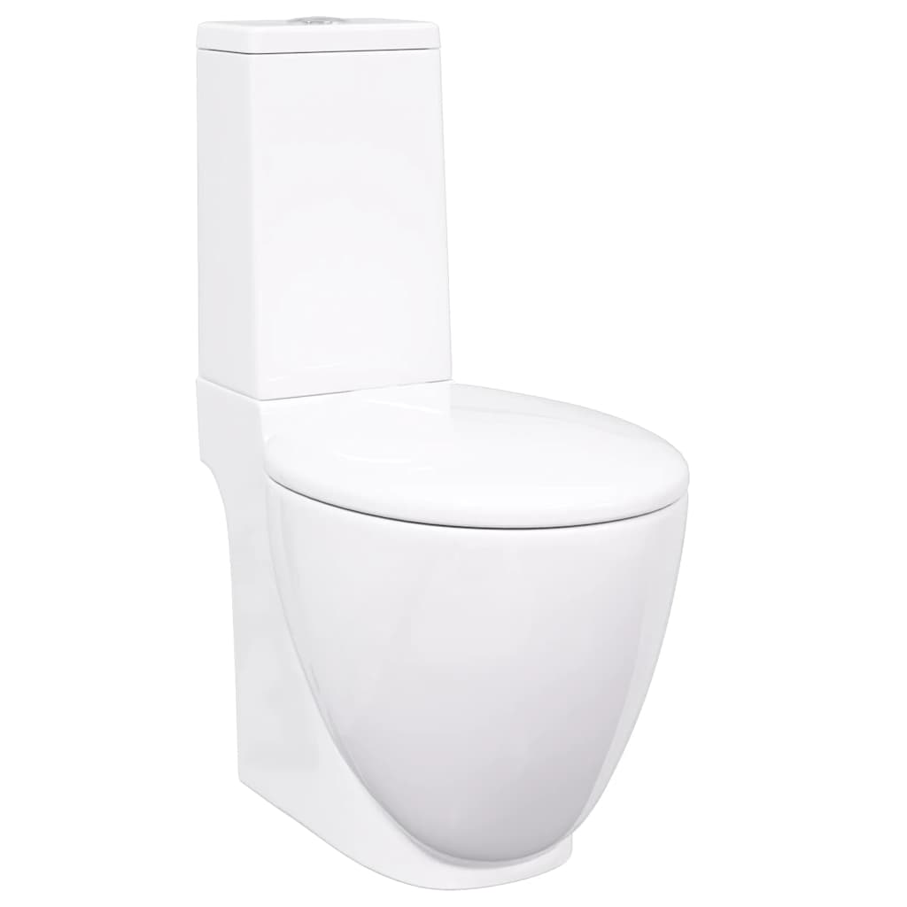 keramisk toilet afløb i bunden rund hvid
