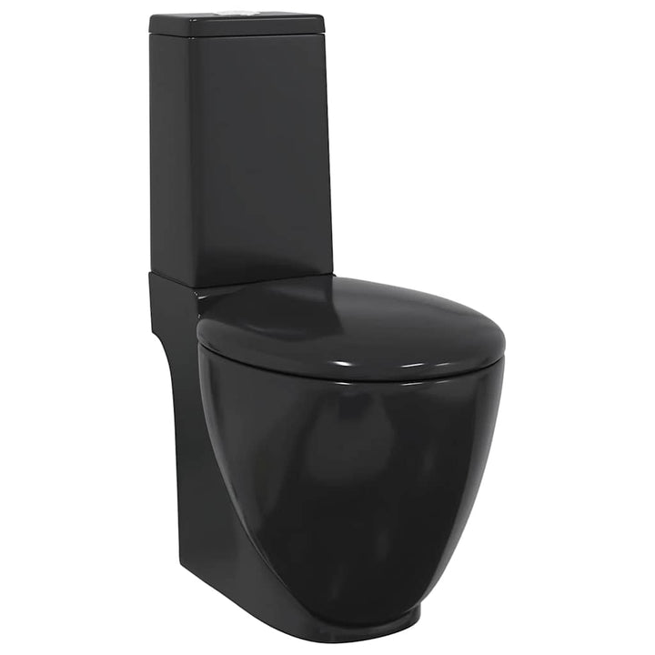 keramisk toilet afløb i bunden rund sort