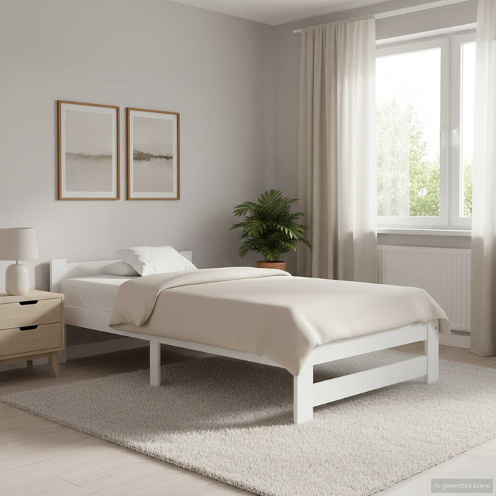 sengeramme uden madras massivt fyrretræ 90x200 cm hvid