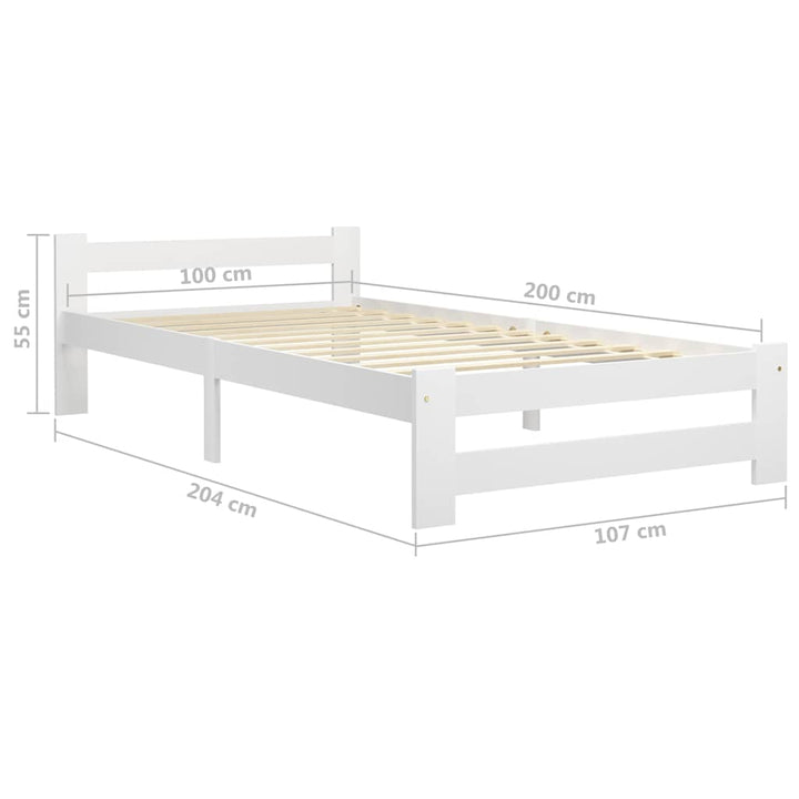 Sengeramme uden madras massivt fyrretræ 100x200 cm hvid
