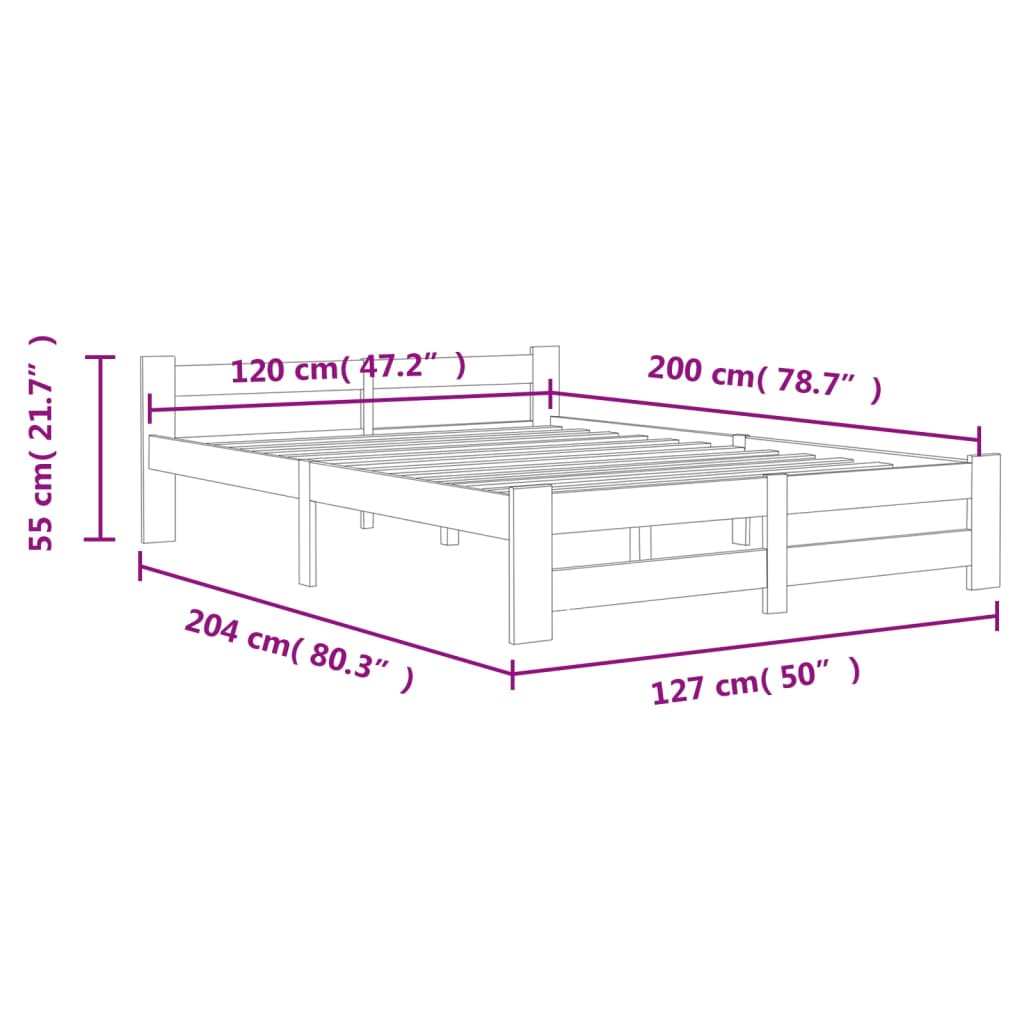 sengeramme uden madras massivt fyrretræ 120x200 cm hvid