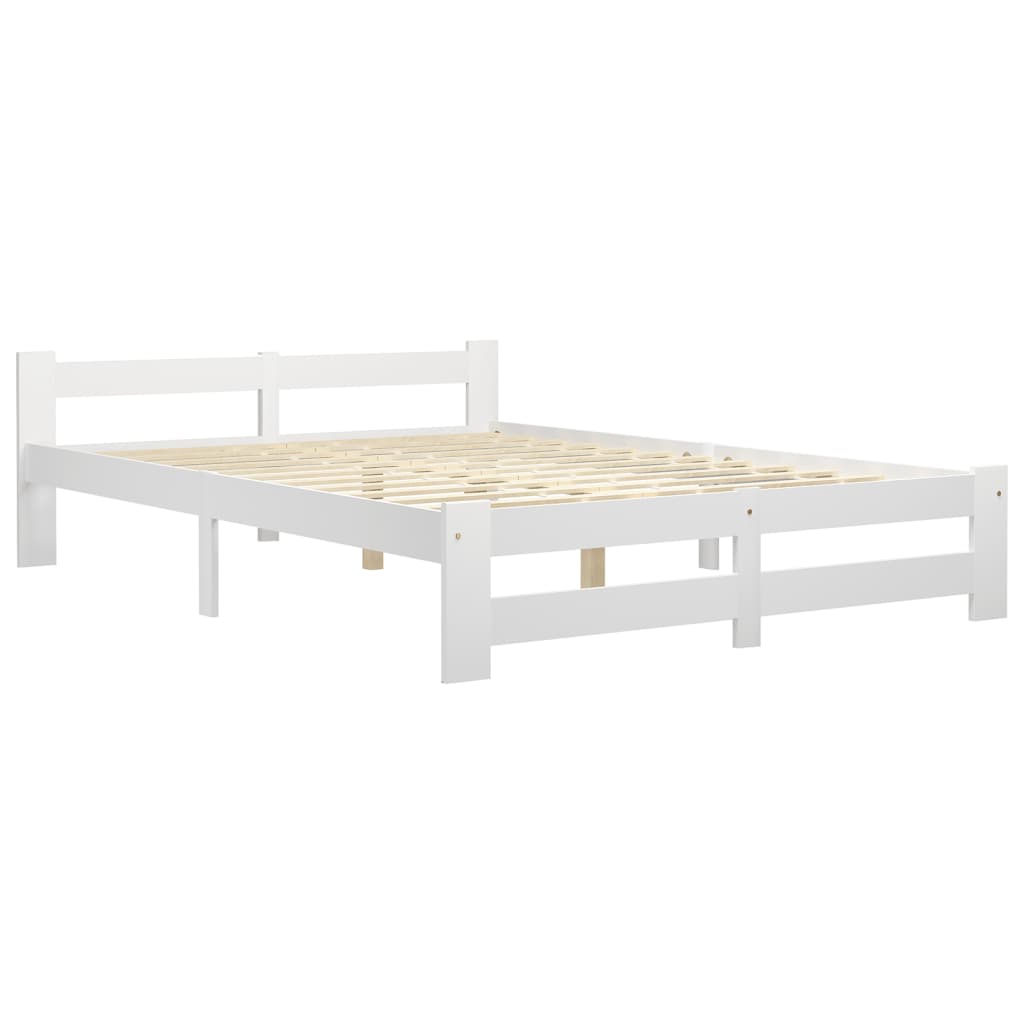 sengestel 140x200 cm massivt fyrretræ hvid