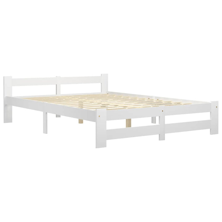 sengestel 160x200 cm massivt fyrretræ hvid