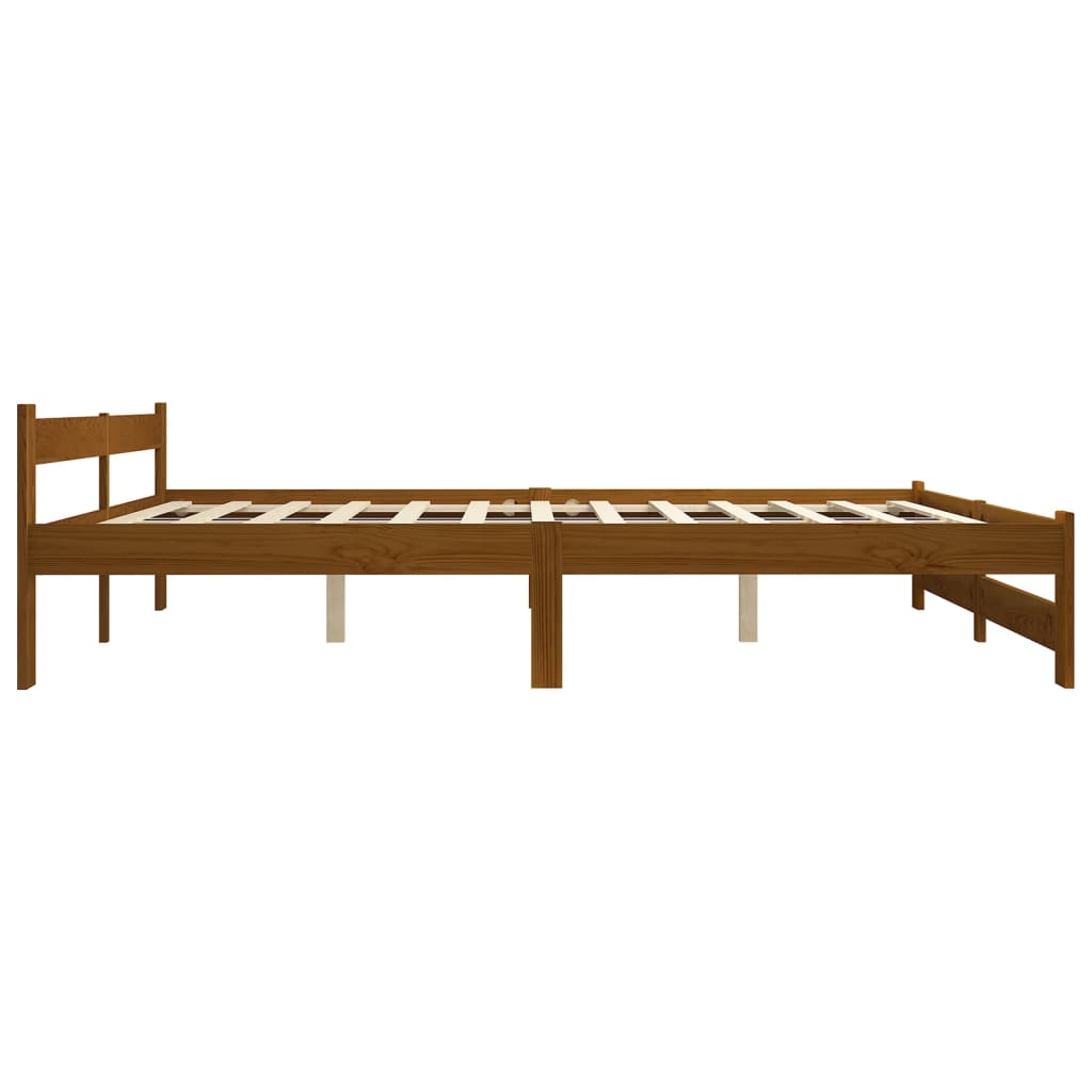 sengestel 140x200 cm massivt fyrretræ honningbrun
