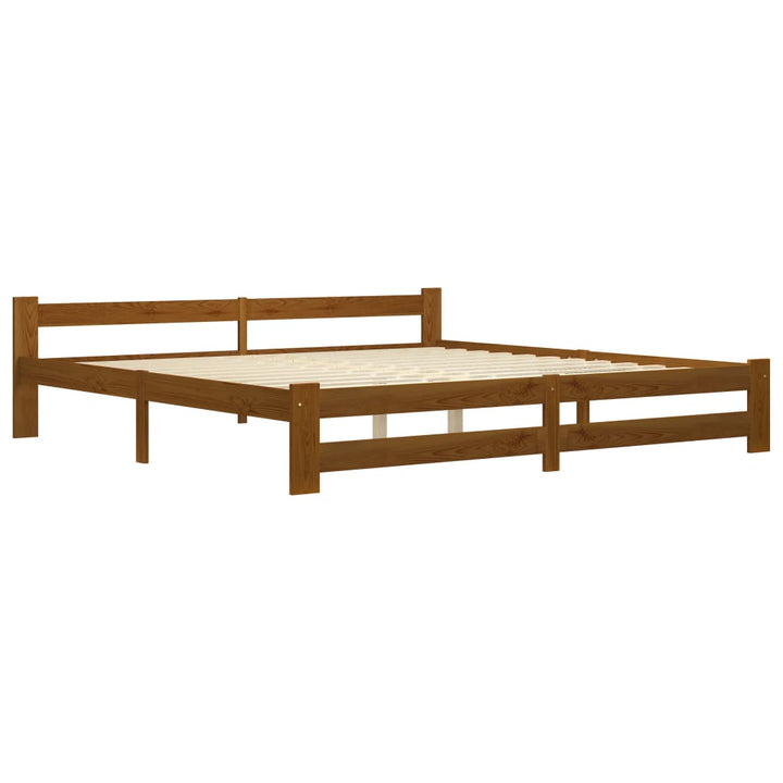 sengeramme 200x200 cm massivt fyrretræ gyldenbrun