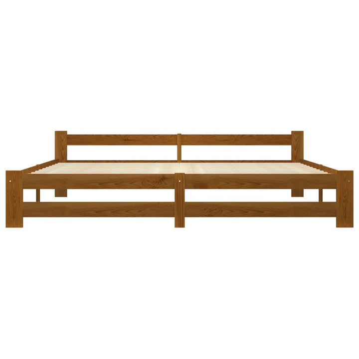 sengeramme 200x200 cm massivt fyrretræ gyldenbrun