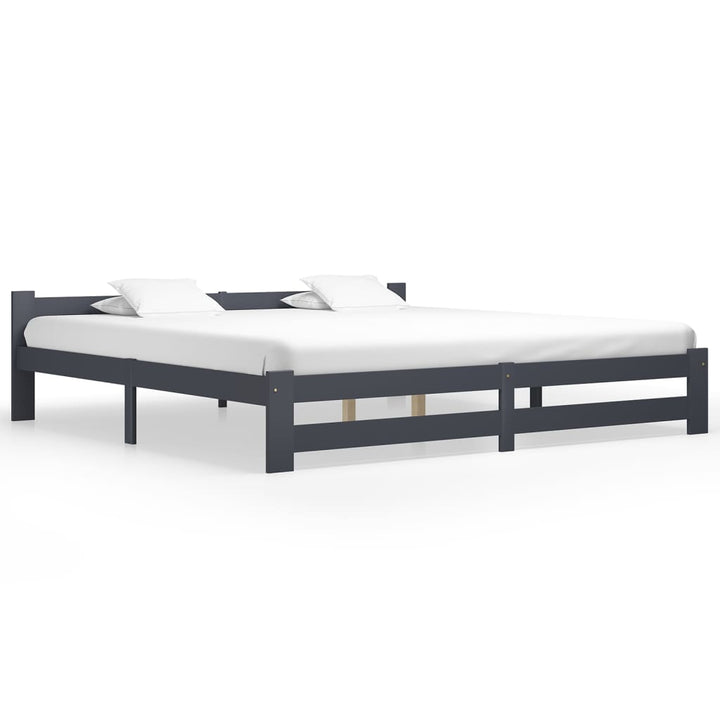 sengeramme uden madras massivt fyrretræ 200x200 cm mørkegrå
