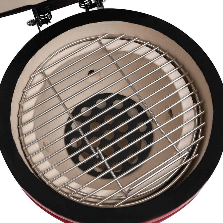 2-i-1 Kamado-røgegrill 56 cm keramisk rød