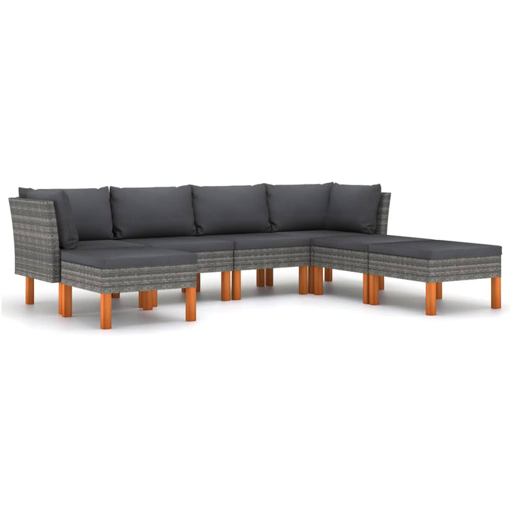 loungesæt til haven 7 dele med hynder polyrattan grå