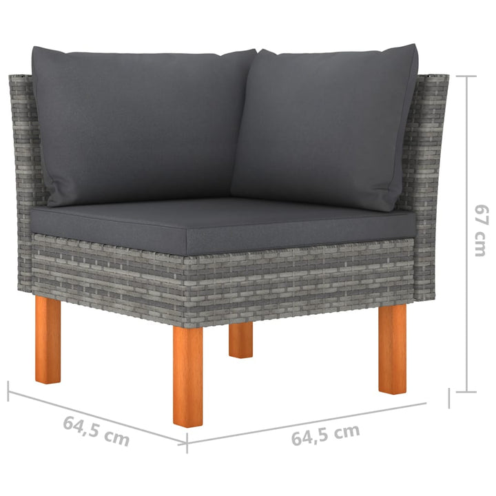 loungesæt til haven 9 dele med hynder polyrattan grå