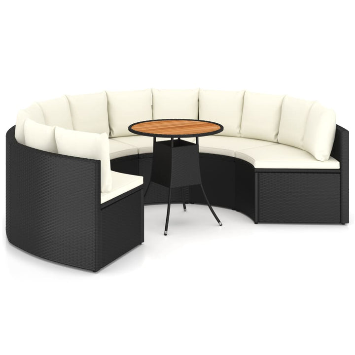 sofasæt til haven 7 dele med hynder polyrattan sort