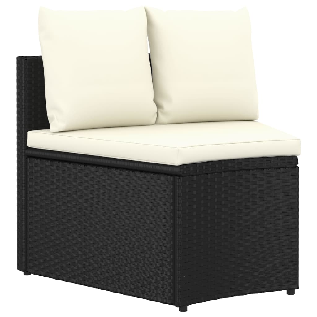 sofasæt til haven 7 dele med hynder polyrattan sort