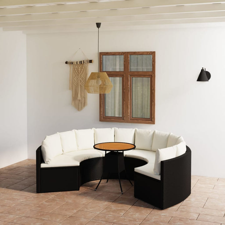 sofasæt til haven 7 dele med hynder polyrattan sort