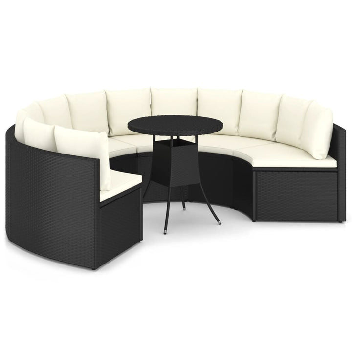 sofasæt til haven 7 dele med hynder polyrattan sort