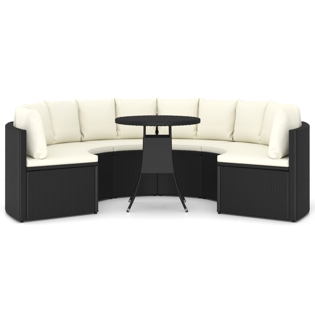 sofasæt til haven 7 dele med hynder polyrattan sort