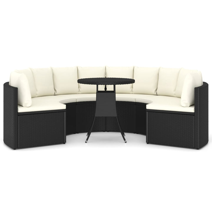 sofasæt til haven 7 dele med hynder polyrattan sort