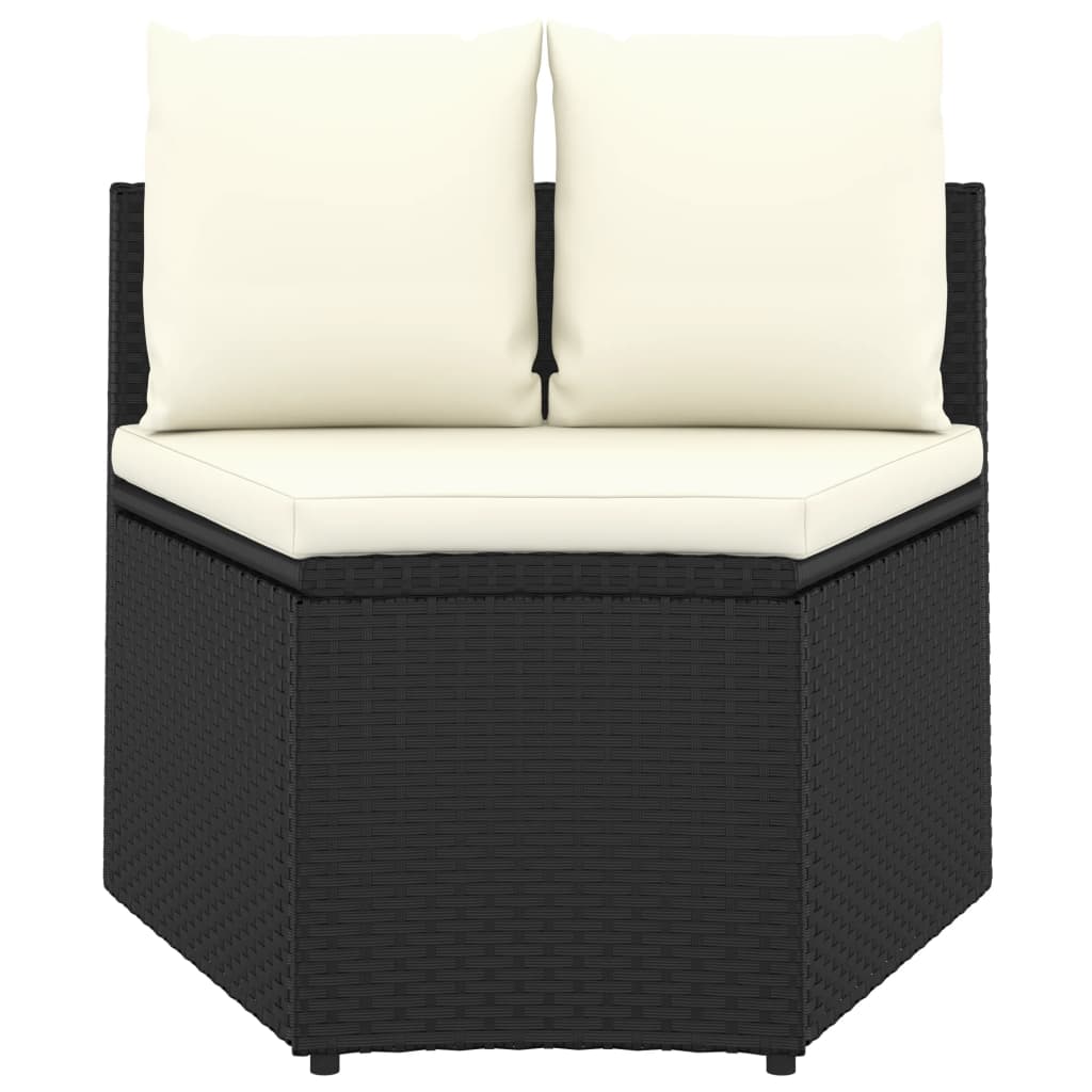 sofasæt til haven 7 dele med hynder polyrattan sort