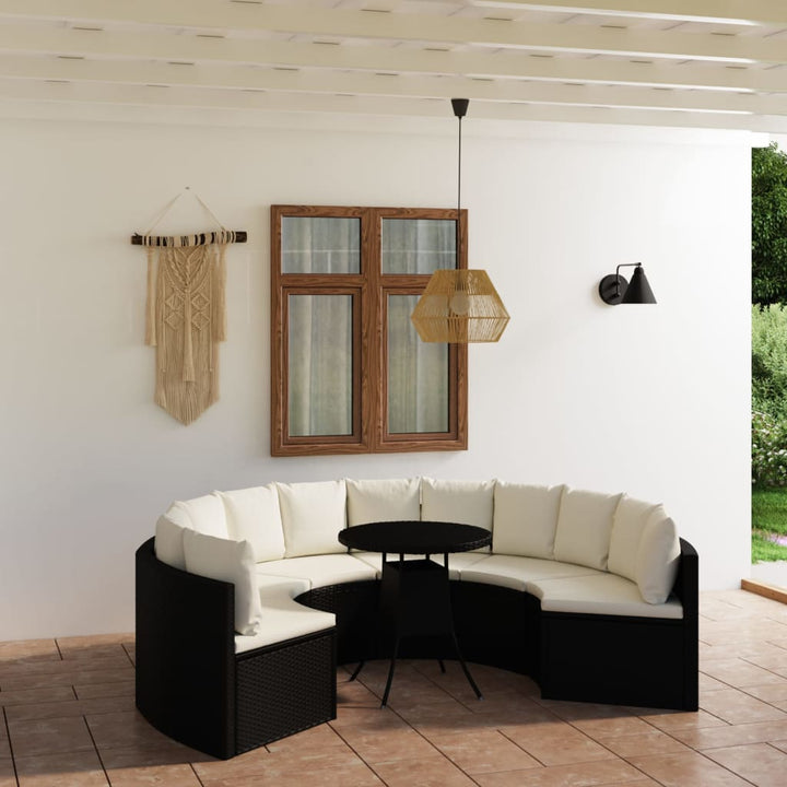 sofasæt til haven 7 dele med hynder polyrattan sort