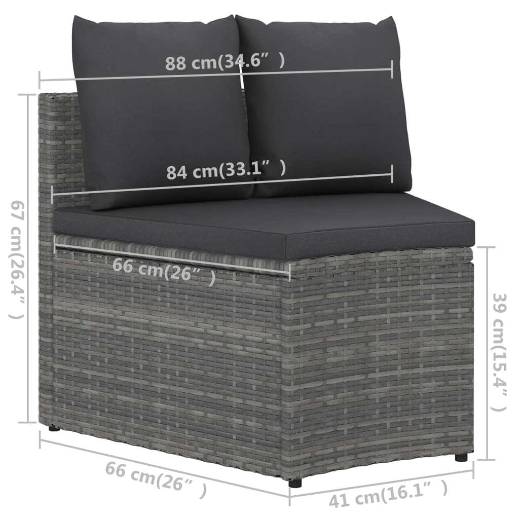 sofasæt til haven 7 dele med hynder polyrattan grå