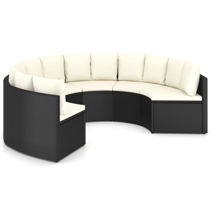 sofasæt til haven 6 dele med hynder polyrattan sort