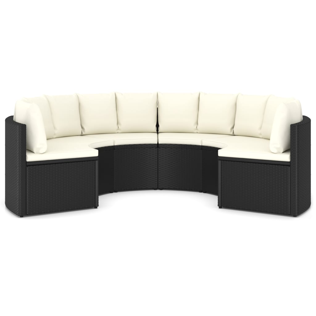 sofasæt til haven 6 dele med hynder polyrattan sort