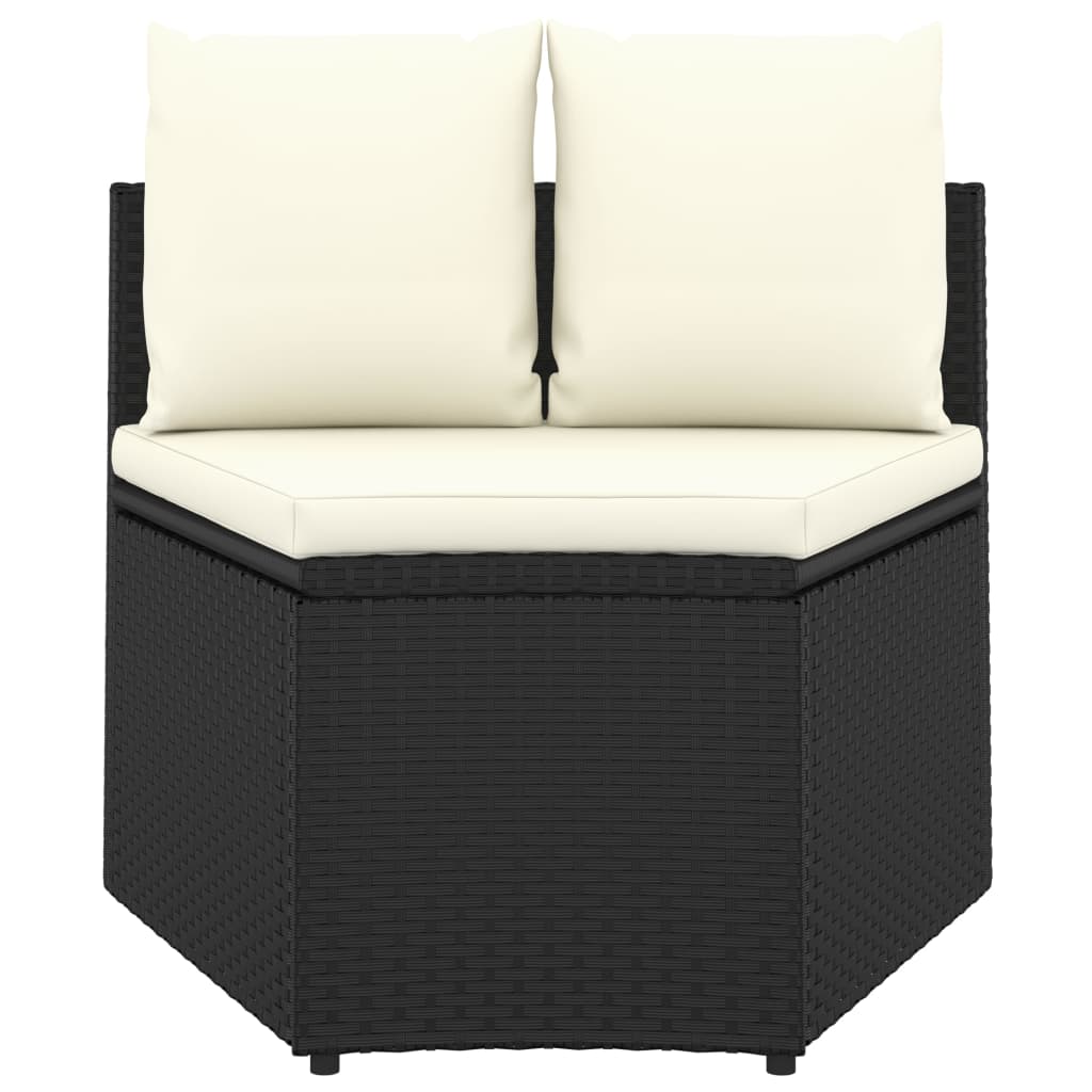 sofasæt til haven 6 dele med hynder polyrattan sort