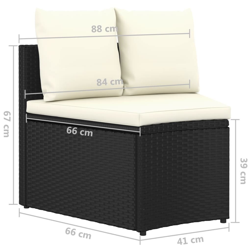 sofasæt til haven 6 dele med hynder polyrattan sort