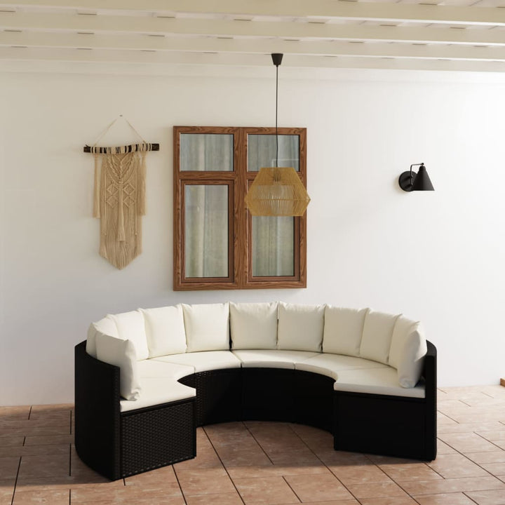 sofasæt til haven 6 dele med hynder polyrattan sort