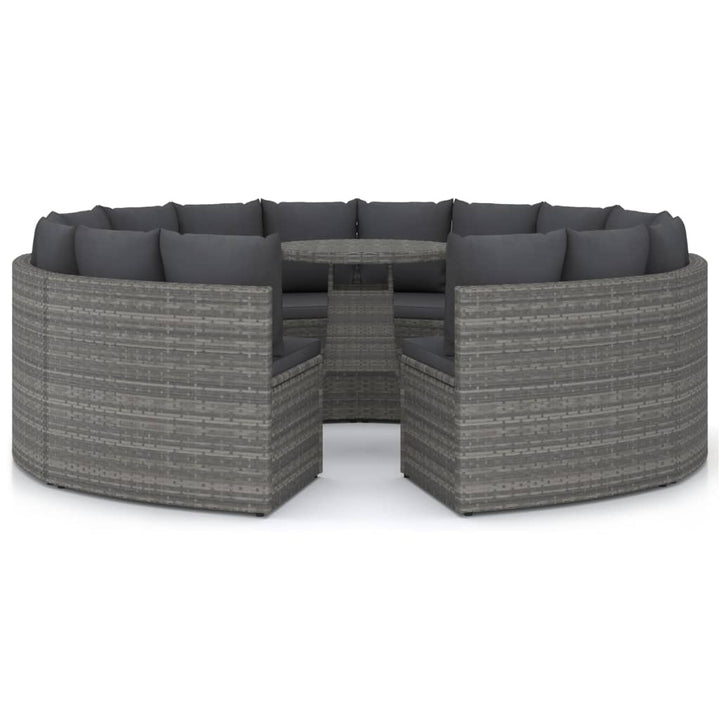 sofasæt til haven 9 dele med hynder polyrattan grå