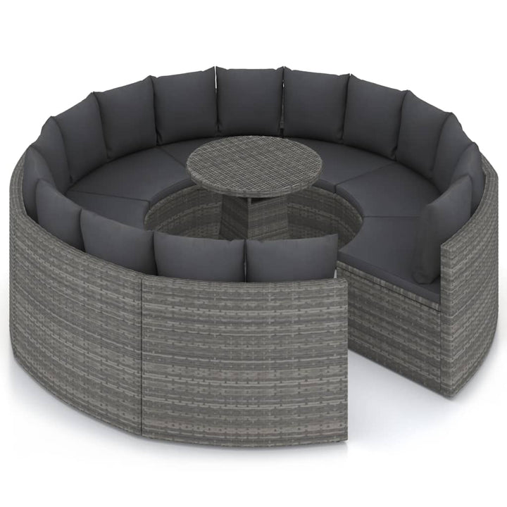 sofasæt til haven 9 dele med hynder polyrattan grå