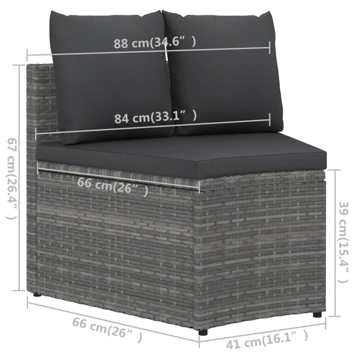 sofasæt til haven 9 dele med hynder polyrattan grå