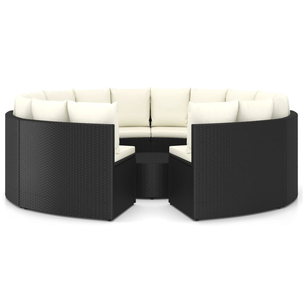 sofasæt til haven 9 dele med hynder polyrattan sort