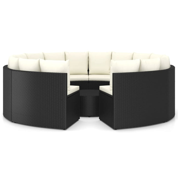 sofasæt til haven 9 dele med hynder polyrattan sort