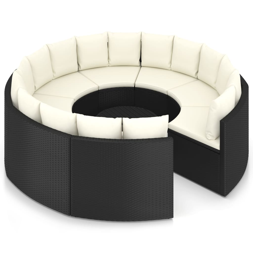 sofasæt til haven 9 dele med hynder polyrattan sort