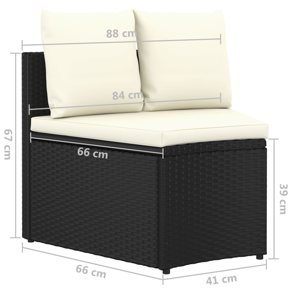 sofasæt til haven 9 dele med hynder polyrattan sort