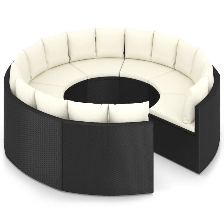 sofasæt til haven 8 dele med hynder polyrattan sort