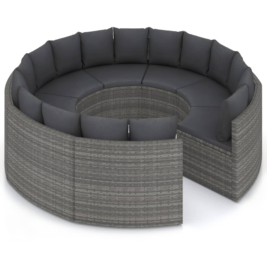 sofasæt til haven 8 dele med hynder polyrattan grå