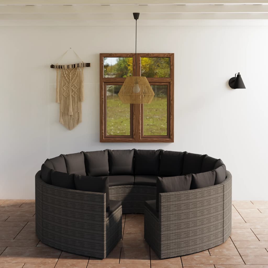 sofasæt til haven 8 dele med hynder polyrattan grå