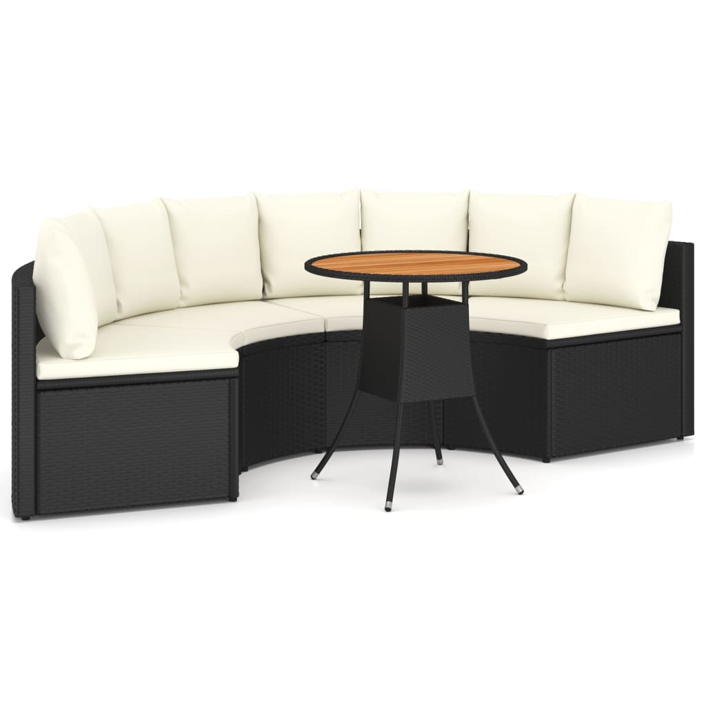 sofasæt til haven 5 dele med hynder polyrattan sort