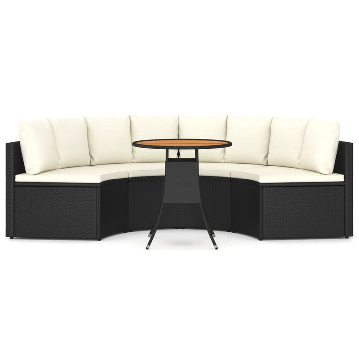 sofasæt til haven 5 dele med hynder polyrattan sort