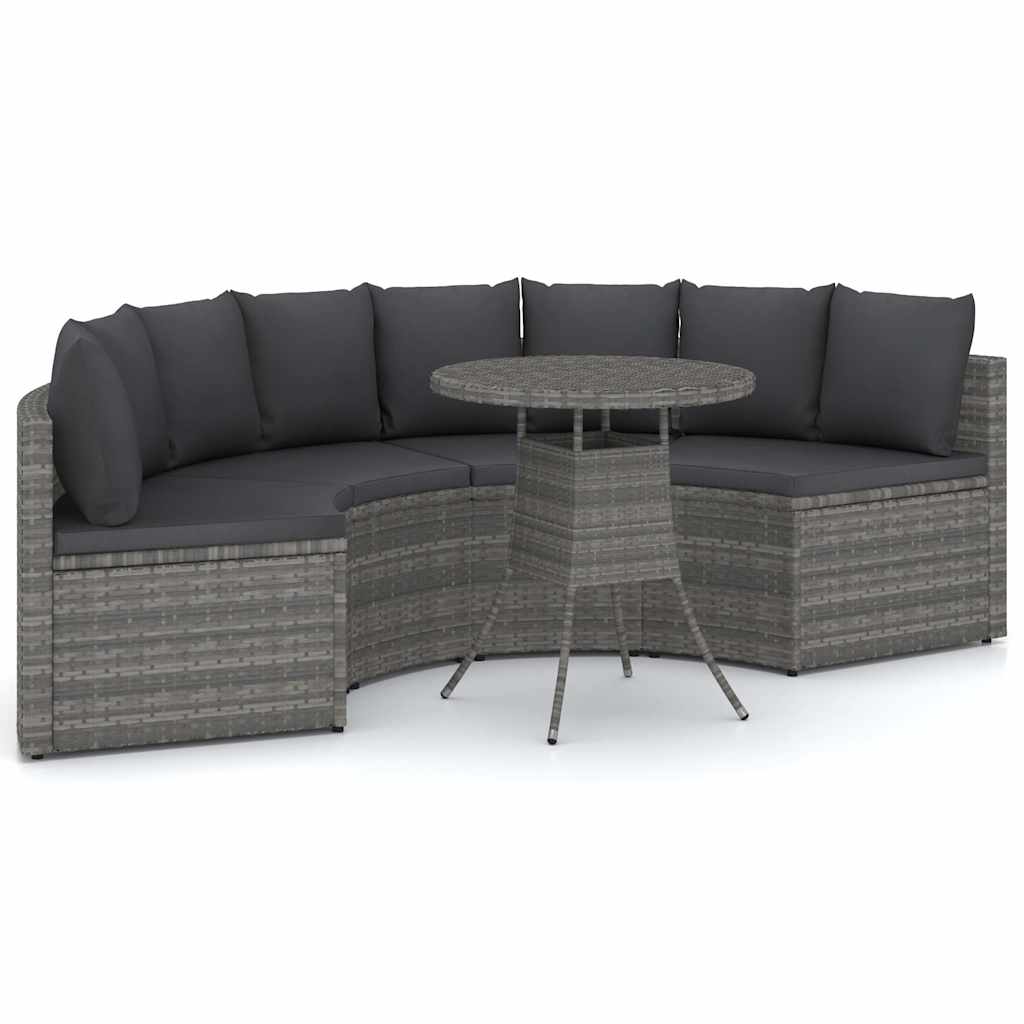sofasæt til haven 5 dele med hynder polyrattan grå