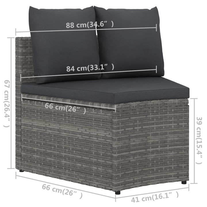 sofasæt til haven 5 dele med hynder polyrattan grå