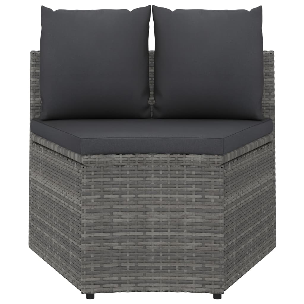 sofasæt til haven 5 dele med hynder polyrattan grå