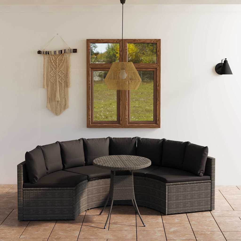 sofasæt til haven 5 dele med hynder polyrattan grå